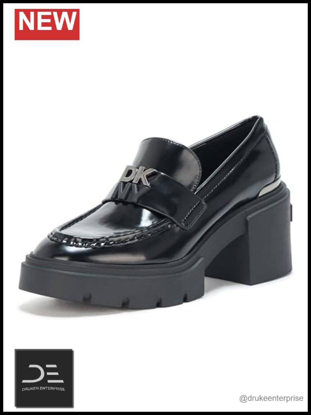 Faux Leather Platform Loafer Heels Women's Shoes
